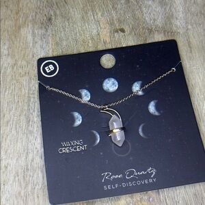 NWT Rose Quartz 🌙 Moon GP Dainty Necklace